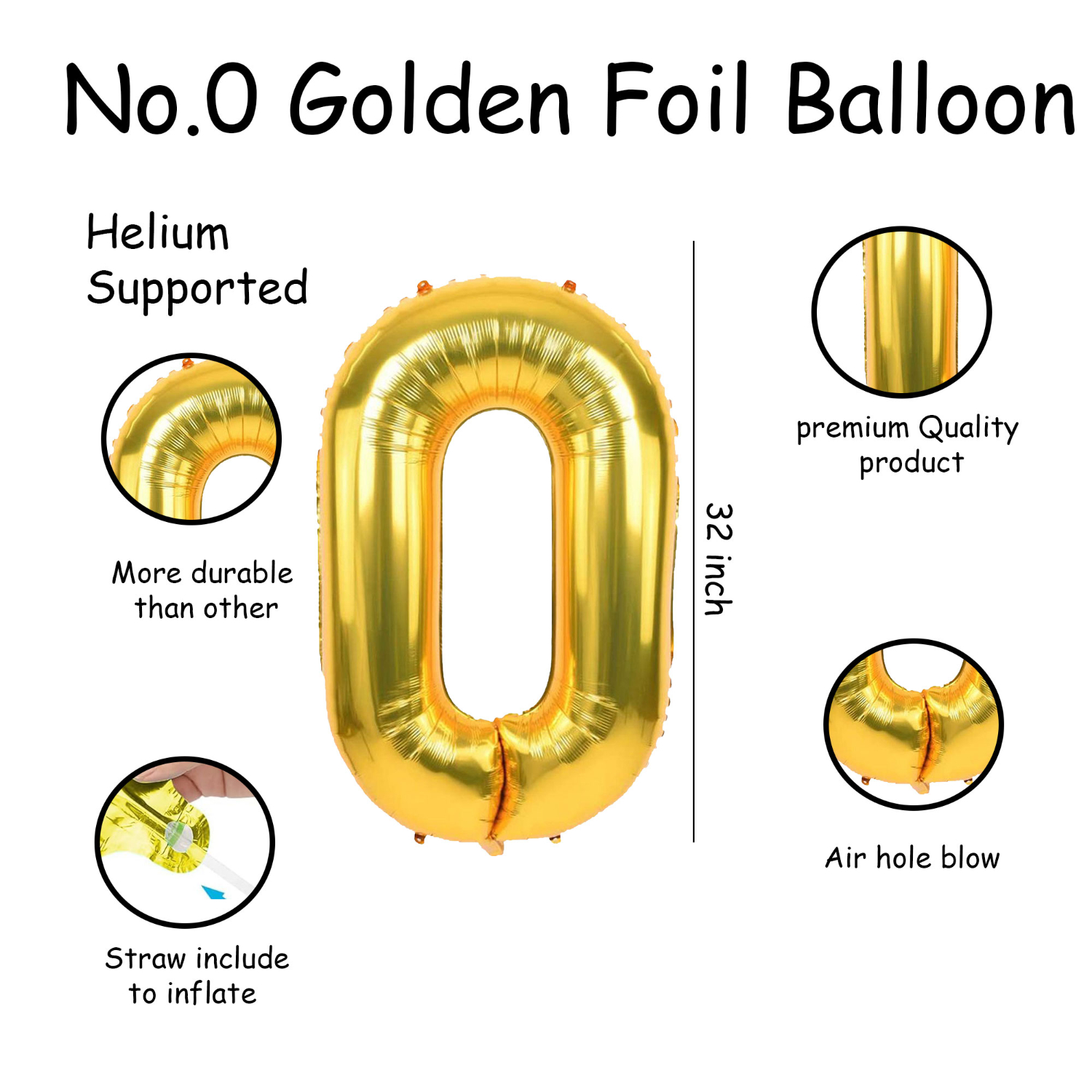 Gold number foil balloon set